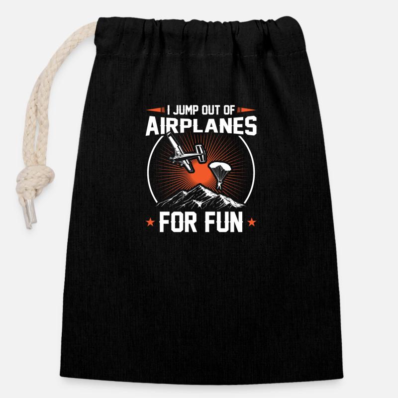 Skydiver | Skydive Skydive Parachute Cadeaux - Sac cadeau en coton avec cordon (14 x 20 cm) - noir