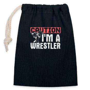 Wrestling wrestling wrestling - Closable cotton gift bag (14x20cm) - navy - Front