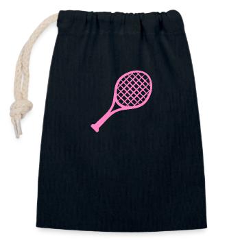 Tennis racket pink - Closable cotton gift bag (14x20cm) - navy - Front