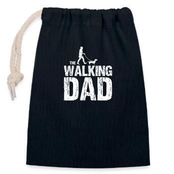 Teckel à poil dur Teckel The Walking Dad - Sac cadeau en coton avec cordon (14 x 20 cm) - bleu marine - Devant