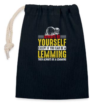 Soyez toujours un lemming - Sac cadeau en coton avec cordon (14 x 20 cm) - bleu marine - Devant
