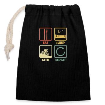 VTT VTT EAT Sleep Proverbe Retro Drôle - Sac cadeau en coton avec cordon (14 x 20 cm) - noir - Devant