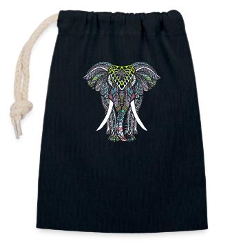 Elephant Mandala Tribal Ganesha Chakra Yoga Tattoo - Closable cotton gift bag (14x20cm) - navy - Front