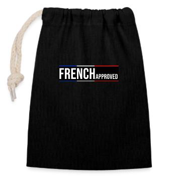French approved France blue white red flag - Closable cotton gift bag (14x20cm) - black - Front