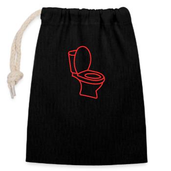 Toilet TOILET Humor Gift - Closable cotton gift bag (14x20cm) - black - Front