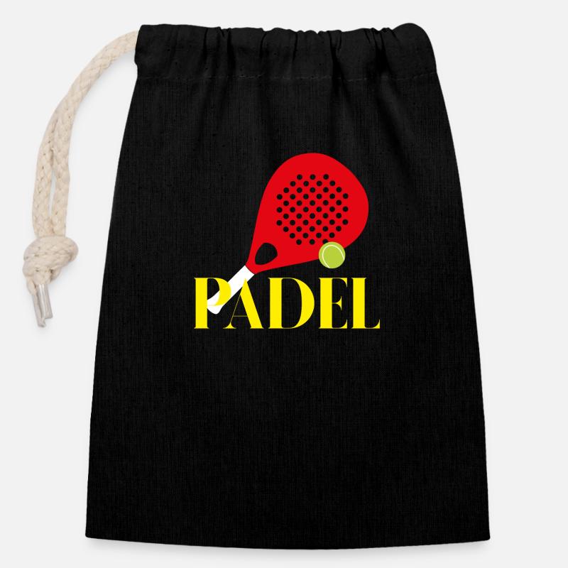 Padel Tennis - Verschließbarer Geschenkbeutel aus Baumwolle (14x20cm) - Schwarz