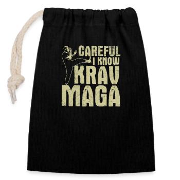 Idée cadeau arts martiaux Krav Maga - Sac cadeau en coton avec cordon (14 x 20 cm) - noir - Devant