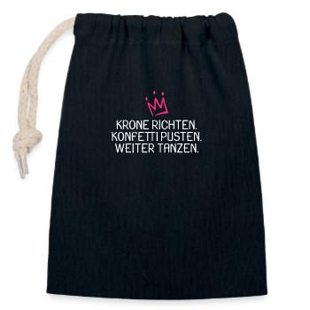 Krone richten Konfetti pusten weiter tanzen witzig - Verschließbarer Geschenkbeutel aus Baumwolle (14x20cm) - Navy - Vorne