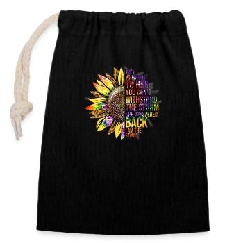 They whispered to her quote Sunflower - Closable cotton gift bag (14x20cm) - black - Front