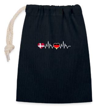 Dänemark Deutschland Flagge Danish Herz Herzschlag - Verschließbarer Geschenkbeutel aus Baumwolle (14x20cm) - Navy - Vorne