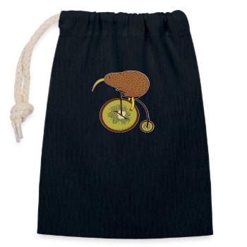 Vélo, cadeau d'humour végétalien végétarien kiwi vélo - Sac cadeau en coton avec cordon (14 x 20 cm) - bleu marine - Devant