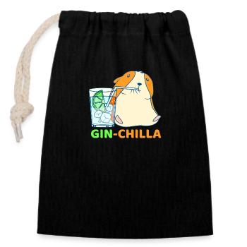 Gin-Chilla Süßer Chinchilla mit Gin Glas Geschenk - Verschließbarer Geschenkbeutel aus Baumwolle (14x20cm) - Schwarz - Vorne
