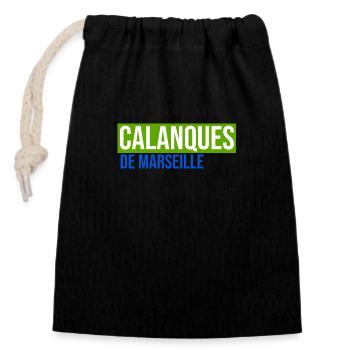 calanques de Marseille Provence paca France sud - Sac cadeau en coton avec cordon (14 x 20 cm) - noir - Devant
