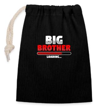 Siblings sister little brother - Closable cotton gift bag (14x20cm) - black - Front