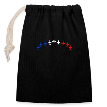 Patrouille de France meeting aérien armée de l'air - Sac cadeau en coton avec cordon (14 x 20 cm) - noir - Devant