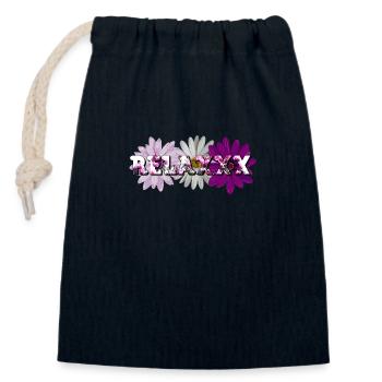 Relaxxx Blumen Motiv - Verschließbarer Geschenkbeutel aus Baumwolle (14x20cm) - Navy - Vorne