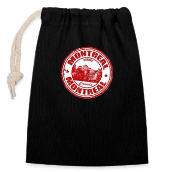 Montreal Stamp - Closable cotton gift bag (14x20cm) - black - Front
