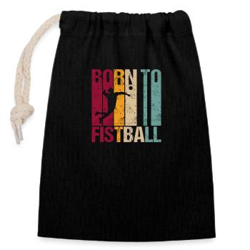 Faustball Ballsport Geboren zum Spruch Retro - Verschließbarer Geschenkbeutel aus Baumwolle (14x20cm) - Schwarz - Vorne