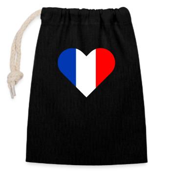 French flag france country blue white red - Closable cotton gift bag (14x20cm) - black - Front