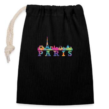 Paris Skyline Impression Souvenir Gift Idea - Closable cotton gift bag (14x20cm) - black - Front