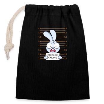 Lapin mignon - Sac cadeau en coton avec cordon (14 x 20 cm) - noir - Devant