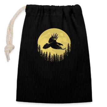 Idée cadeau oiseau de proie Raven Night - Sac cadeau en coton avec cordon (14 x 20 cm) - noir - Devant