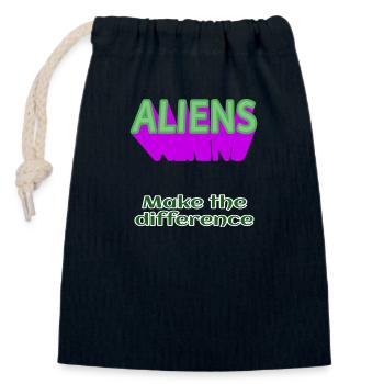 ALIENS Aliens make the difference ohne Alien - Verschließbarer Geschenkbeutel aus Baumwolle (14x20cm) - Navy - Vorne
