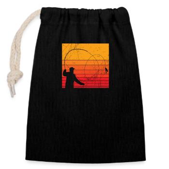 Fly angler fisherman fly angler gift - Closable cotton gift bag (14x20cm) - black - Front