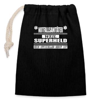 Notfallsanitäter Geschenk Superheld Notfall Humor - Verschließbarer Geschenkbeutel aus Baumwolle (14x20cm) - Schwarz - Vorne