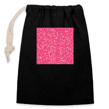 False glitter pink background - Closable cotton gift bag (14x20cm) - black - Front