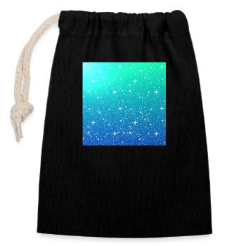 Fond de paillettes étoiles dégradé - Sac cadeau en coton avec cordon (14 x 20 cm) - noir - Devant