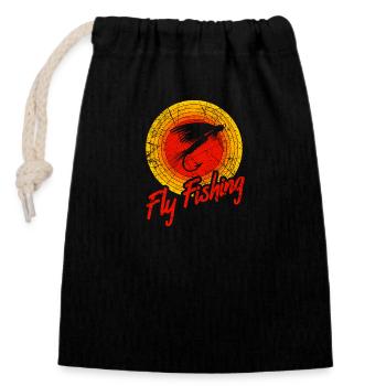 Fly fisherman Fly trout fisherman - Closable cotton gift bag (14x20cm) - black - Front