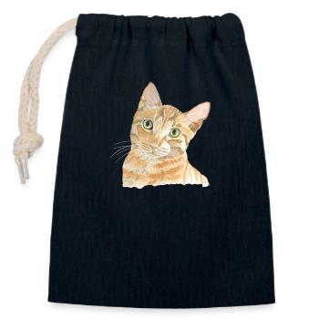 rote Katze - Verschließbarer Geschenkbeutel aus Baumwolle (14x20cm) - Navy - Vorne