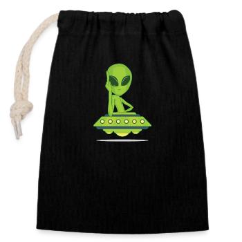 Alien avec le doigt du milieu puant vous baise - Sac cadeau en coton avec cordon (14 x 20 cm) - noir - Devant