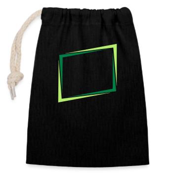 Rectangle frame sign - Closable cotton gift bag (14x20cm) - black - Front