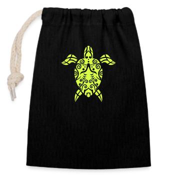 Maori Turtle Polynesian Tribal Tattoo Gift - Closable cotton gift bag (14x20cm) - black - Front