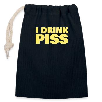 I DRINK PISS - Verschließbarer Geschenkbeutel aus Baumwolle (14x20cm) - Navy - Vorne