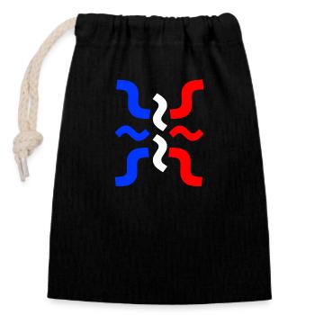 French flag blue white red France - Closable cotton gift bag (14x20cm) - black - Front