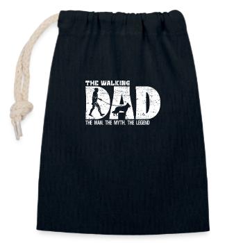 Chien de berger suisse The Walking Dad pour maître - Sac cadeau en coton avec cordon (14 x 20 cm) - bleu marine - Devant