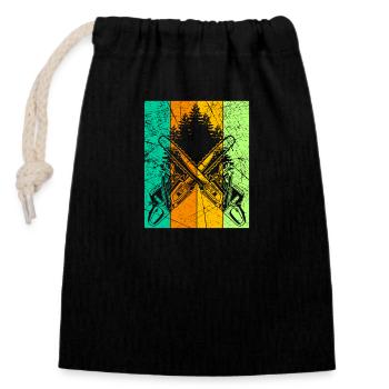 Lumberjack Retro Design with Chainsaw Motor Saw - Closable cotton gift bag (14x20cm) - black - Front