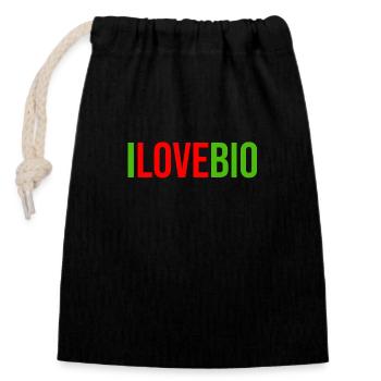 I love organic - Closable cotton gift bag (14x20cm) - black - Front
