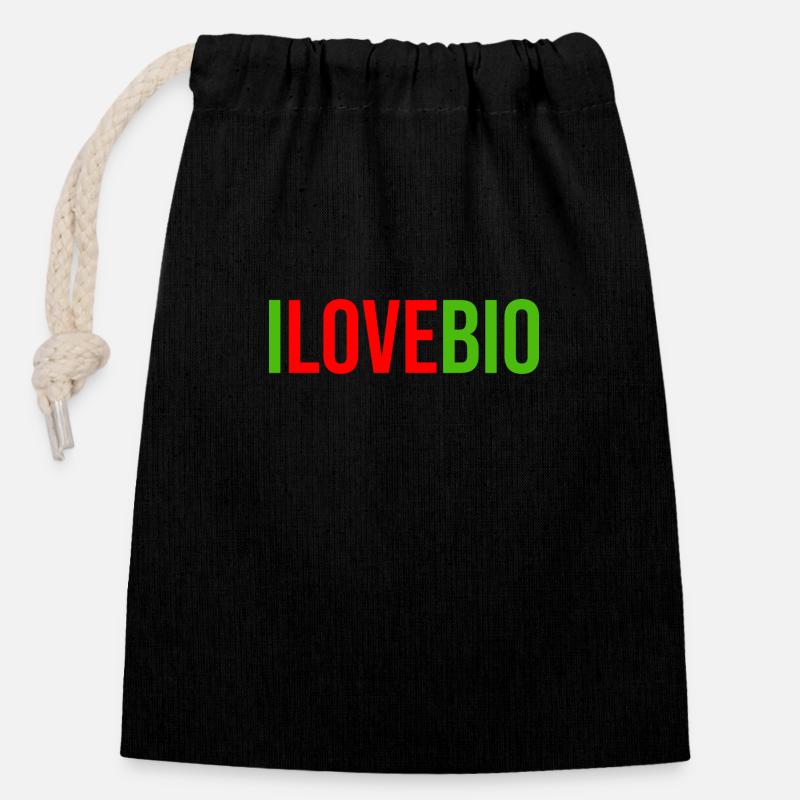 I love organic - Closable cotton gift bag (14x20cm) - black