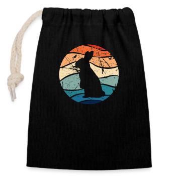 Rabbit Easter Retro Gift - Closable cotton gift bag (14x20cm) - black - Front