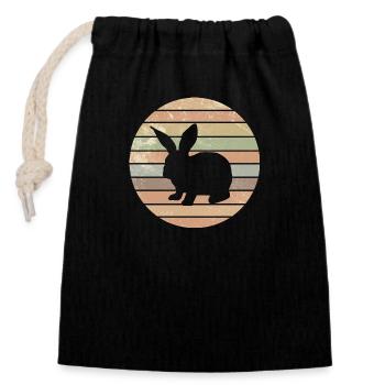Hase Kaninchen Osterhase Hasen Retro Geschernk - Verschließbarer Geschenkbeutel aus Baumwolle (14x20cm) - Schwarz - Vorne