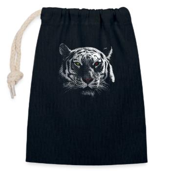 white tiger - Closable cotton gift bag (14x20cm) - navy - Front