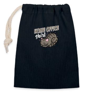 Chemise de bureau à domicile avec chaton chat chaton - Sac cadeau en coton avec cordon (14 x 20 cm) - bleu marine - Devant