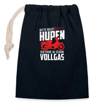 Bitte nicht hupen fahr schon Vollgas Moped Spruch - Verschließbarer Geschenkbeutel aus Baumwolle (14x20cm) - Navy - Vorne