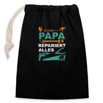Papa repariert alles Handwerker Vater Geschenk - Verschließbarer Geschenkbeutel aus Baumwolle (14x20cm) - Schwarz - Vorne