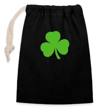Clover Three-leaf clover lucky clover New Year - Closable cotton gift bag (14x20cm) - black - Front