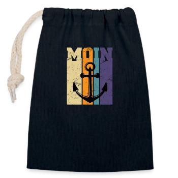 Cadeau d’ancre vintage en allemand plat Moin - Sac cadeau en coton avec cordon (14 x 20 cm) - bleu marine - Devant